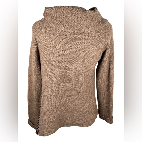 A.IDA Wool Blend Shawl Wrap Cardigan Sweater Italy Brown Black Size S - Picture 2 of 8